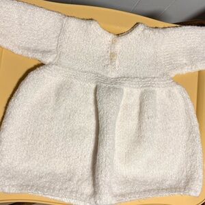 Cozy White Knit Baby Sweater dress